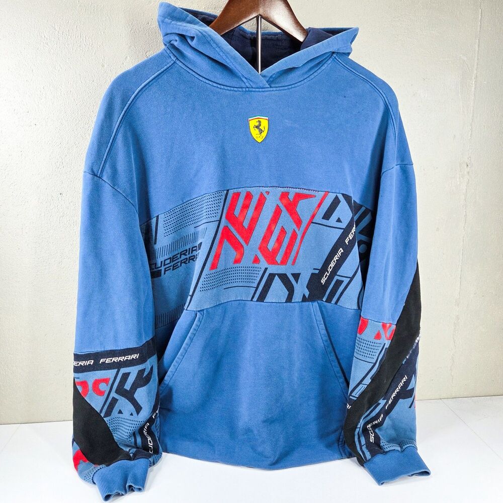 Puma Scuderia Ferrari All Over Print Graphic Heavyweight Hoodie Sz M